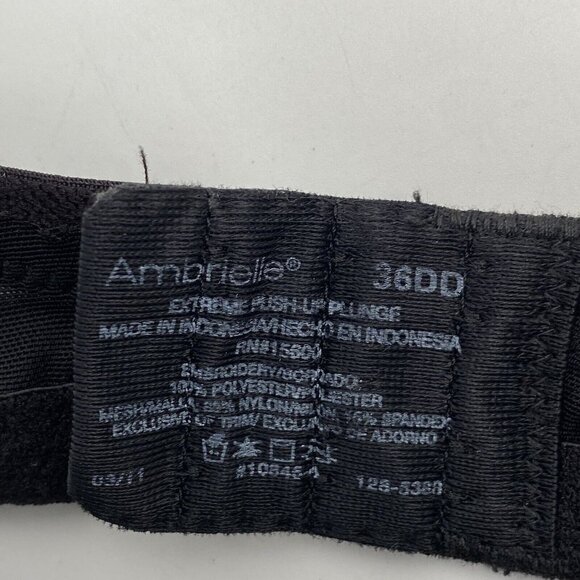 Ambrielle Women Bra 36DD Black Extreme Push Up Lace Underwire Adjustable Straps - Picture 5 of 6